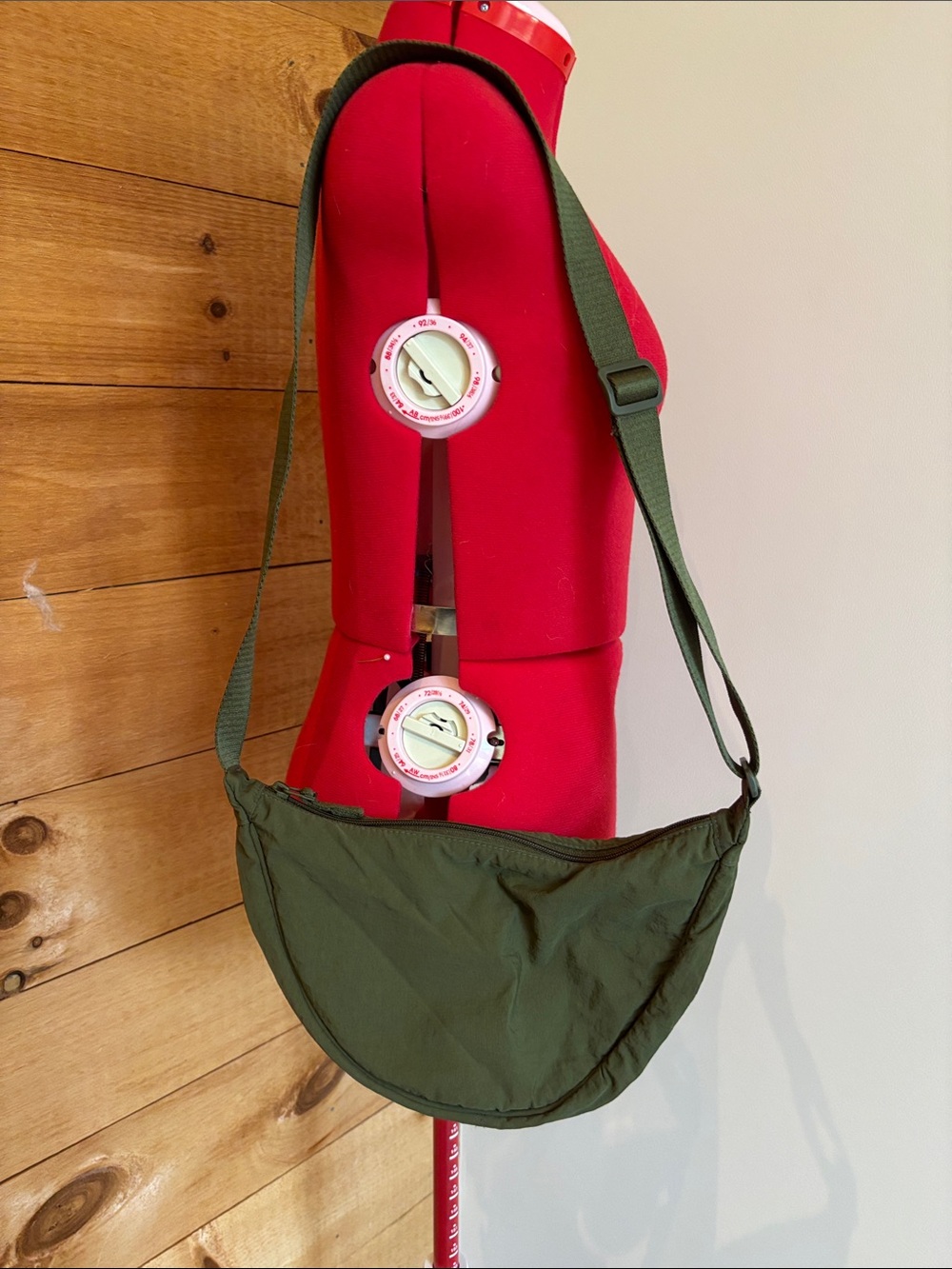Olive Green Messenger Crossbody Bag with Adjustable Strap